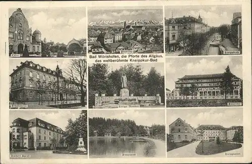 Bad Woerishofen Kneippstrasse, Kneippdenkmal, Sonnenbichl, Kurhaus Sproll, Kasino / Bad Woerishofen /Unterallgaeu LKR
