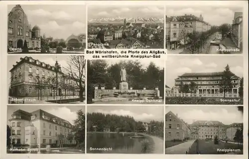 Bad Woerishofen Casino, Panorama, Kneippstrasse, Kneippdenkmal, sonnenhof, Kneippianum, Kurhotel Sproll / Bad Woerishofen /Unterallgaeu LKR