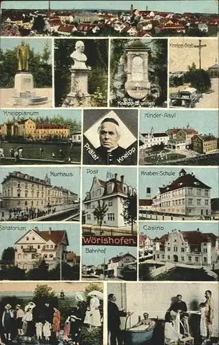 Bad Woerishofen Kneippeaneum, Kneipp-Brunnen, Kneipp-Grab, Kinder-Asyl. Casino, Kurhaus, Sanatorium, Knaben-Schule / Bad Woerishofen /Unterallgaeu LKR