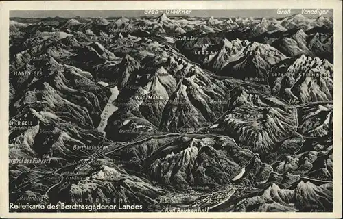 Berchtesgaden Reliefkarte Gross Glockner Gross Venediger Watzmann  / Berchtesgaden /Berchtesgadener Land LKR