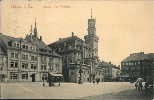 wq67247 Loebau Sachsen Loebau Markt Rathaus  x Kategorie. Loebau Alte Ansichtskarten