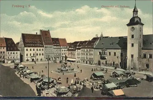 Freiberg Sachsen Obermarkt Rathaus  Brunnen *