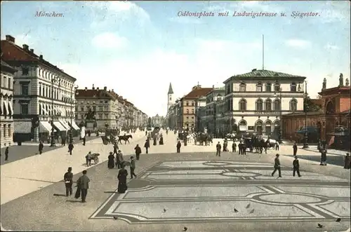 Muenchen Odeonsplatz Ludwigstrasse Siegestor Kutsche x