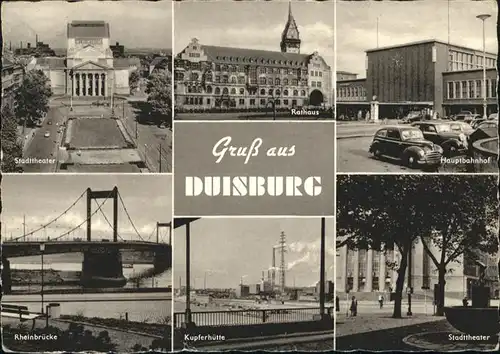 Duisburg Ruhr Duisburg Stadttheater Rathaus Bahnhof Kupferhuette Rheinbruecke x / Duisburg /Duisburg Stadtkreis