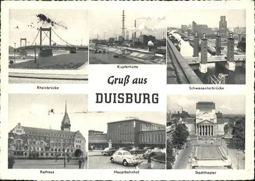 Duisburg Ruhr Duisburg Rheinbruecke Kupferhueuete schwanenbruecke Rathaus Bahnhof Stadttheater x / Duisburg /Duisburg Stadtkreis