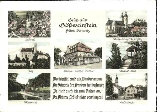 Goessweinstein Kirche Burg Wiesenttal Hauptstrasse Wagner Hoehe Scheffel Gasthof Distler
