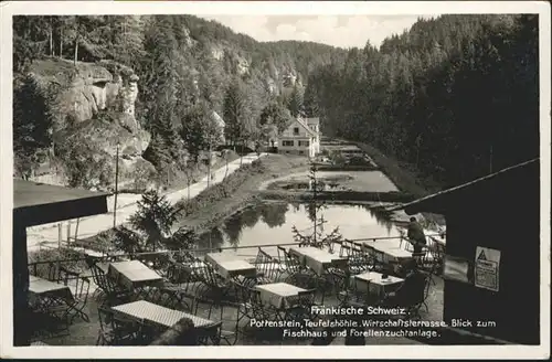 Pottenstein Oberfranken Teufelshoehle Fischhaus Forellenzuchtanlage / Pottenstein /Bayreuth LKR