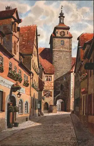 Rothenburg Tauber Georggasse Weisser Turm Kuenstler V. Marschall