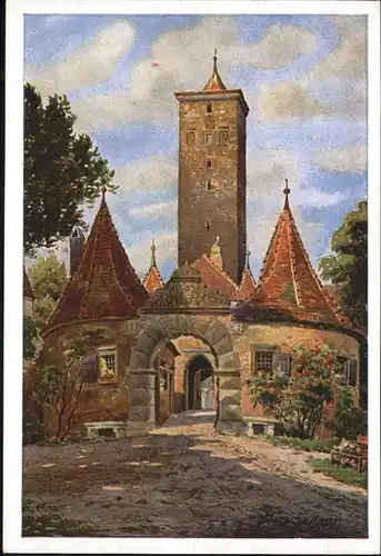 Rothenburg Tauber Burgtor Kuenstler V. Marschall