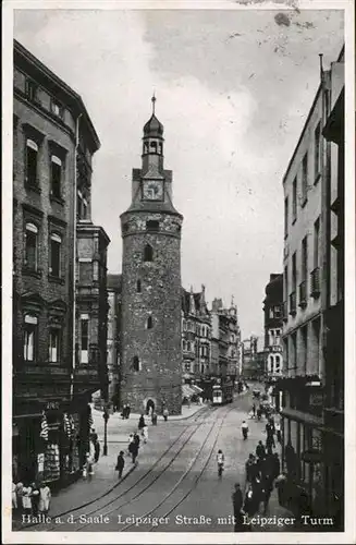 Halle Saale Leipzigerstrasse Leiptiger Turm Strassenbahn