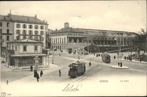 ws90983 Genf GE Genf La Gare Strassenbahn x Kategorie. Genf Alte Ansichtskarten