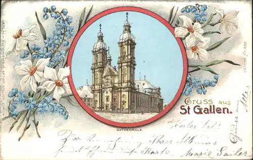 ws90992 St Gallen SG St Gallen Kathedrale Blumen x Kategorie. St Gallen Alte Ansichtskarten