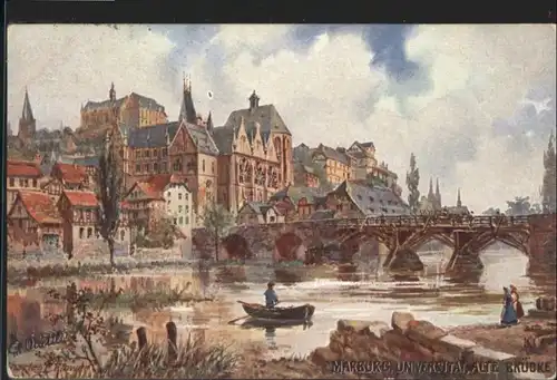 Marburg Bruecke  Kuenstler Charles Flower x