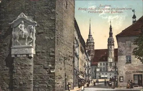 Bautzen Koenig Albert Denkmal Lauenturm Petri Kirche Rathaus *