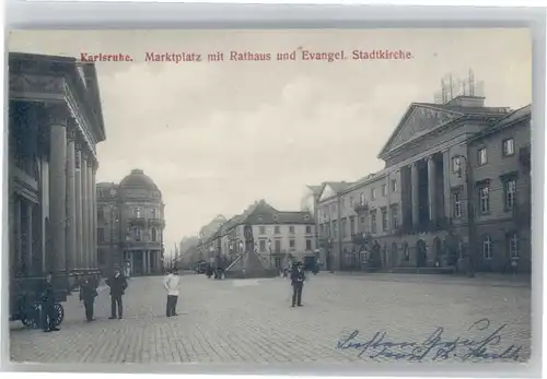 Karlsruhe Marktplatz Rathaus Kirche  x