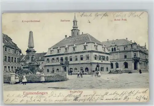 Emmendingen Kriegerdenkmal Rathaus Hotel Post Marktplatz x