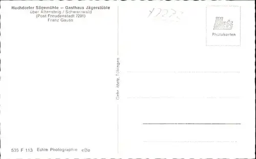 Altensteig Schwarzwald Altensteig Hochdorfer Saegemuehle Gasthaus Jaegerstueble * / Altensteig /Calw LKR