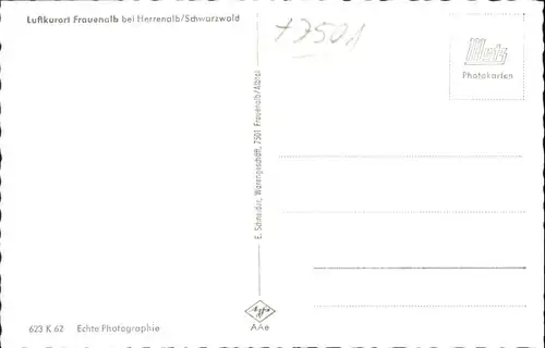 wu68739 Frauenalb Frauenalb  * Kategorie. Marxzell Alte Ansichtskarten