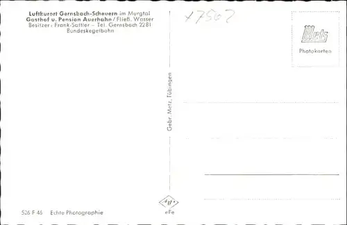 Gernsbach Scheuern Gasthof Pension Auerhahn *