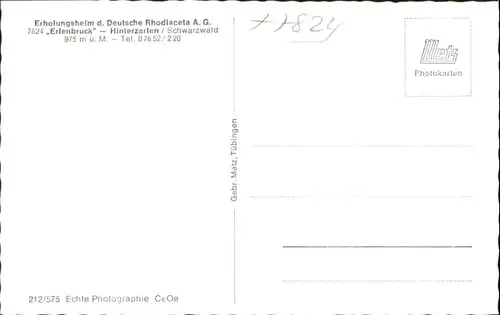 Hinterzarten Erholungsheim d. dt. Rhodiaceta AG Erlenbruck *