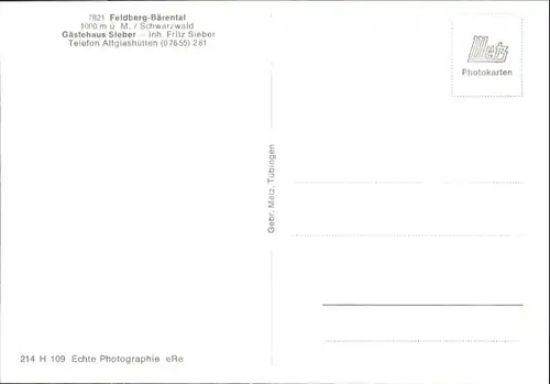 Feldberg Schwarzwald Gaststaette Sieber *