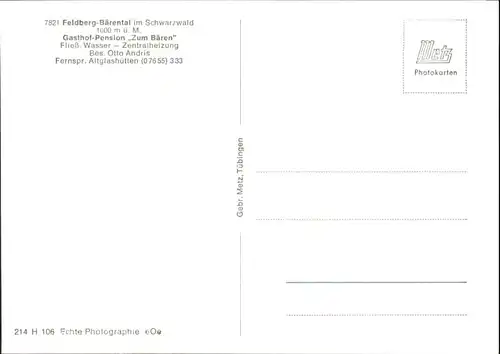 Feldberg Schwarzwald Gasthof Pension Zum Baeren *