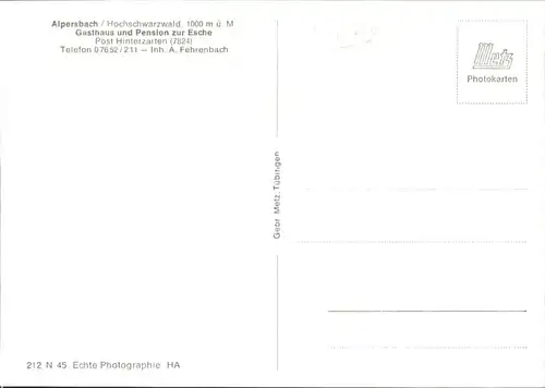 Hinterzarten Alpersbach Gasthaus Pension Esche *