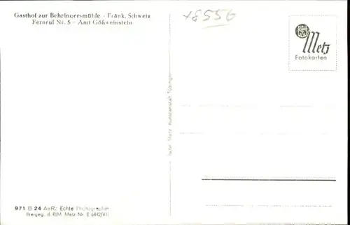 Goessweinstein Gasthof Behringersmuehle *