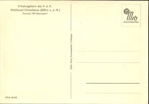 Oberstdorf Erholungsheim V. d. K. Waldhotel Christlessee *