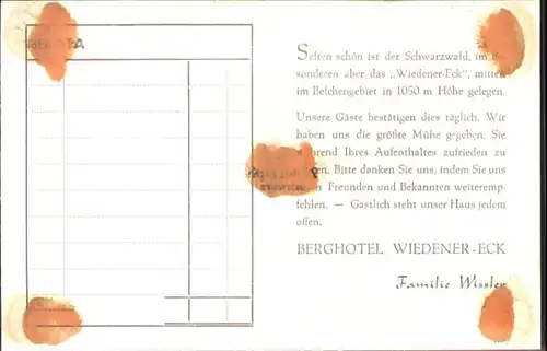 Schoenau Schwarzwald Hotel Wiedener Eck *