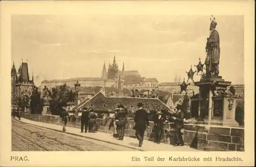 wu95080 Prag Prahy Prague Prag Boehmen Karlsbruecke Hradschin * Kategorie. Praha Alte Ansichtskarten