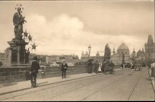 wu95118 Prag Prahy Prague Prag Boehmen Johannis Statue Karlsbruecke * Kategorie. Praha Alte Ansichtskarten