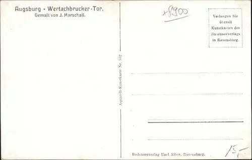 ww77268 Marschall Vinzenz Augsburg Kuenstler J. Marschall Wertachbrucker Tor * Kategorie. Kuenstlerkarte Alte Ansichtskarten