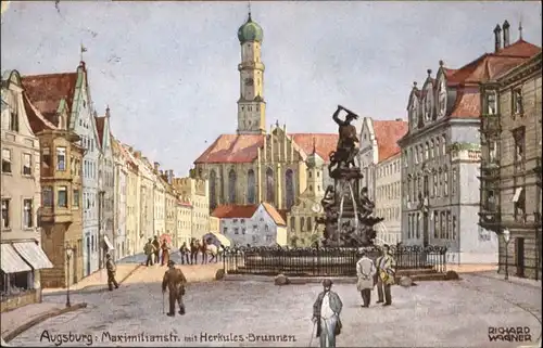 Augsburg Kuenstler Richard Wagner Maximilianstrasse Herkulesbrunnen x