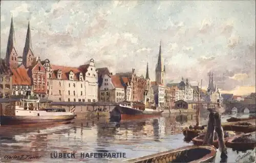 Luebeck Hafen Kuenstler Charles E. Flower *