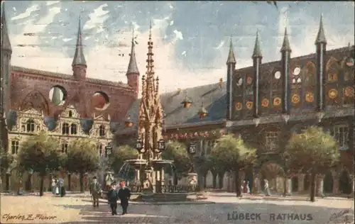 Luebeck Rathaus Kuenstler Charles E. Flower x