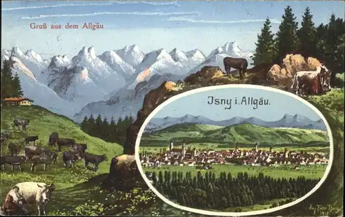 wx41170 Isny Allgaeu Isny Kuenstler Felle x Kategorie. Isny im Allgaeu Alte Ansichtskarten