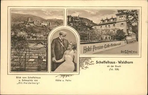 Heidelberg Neckar Scheffelhaus Waldhorn Hotel Pension Restaurant 