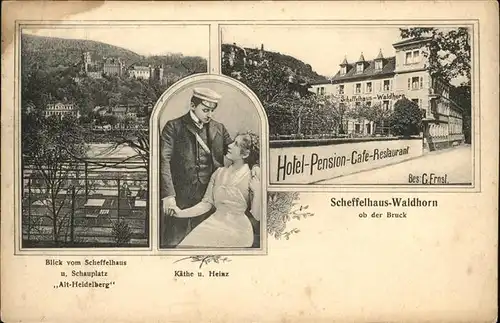 Heidelberg Neckar Scheffelhaus Waldhorn Pension Restaurant Hotel 