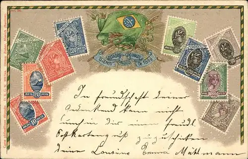 Brasilia Wappen, Briefmarken, Praegedruck