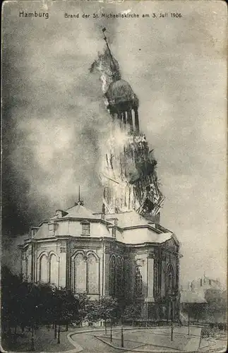 Hamburg Brand der St Michaeliskirche am 3 Juli 1908 Kat. Hamburg