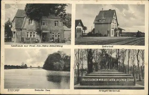 Estorf Gasthaus Post See Kriegerdenkmal Bahnhof Kat. Estorf