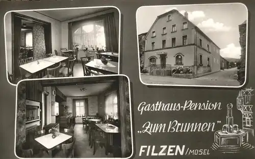 Filzen Bernkastel Gasthaus Pension zum Brunnen Licht Kat. Brauneberg