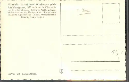 Adelsberg Chemnitz Hoehenluftkurort Wintersportplatz Kat. Chemnitz