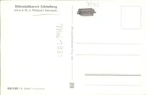 Schoemberg Schwarzwald Wildbad Villa Bergfrieden / Schoemberg /Calw LKR