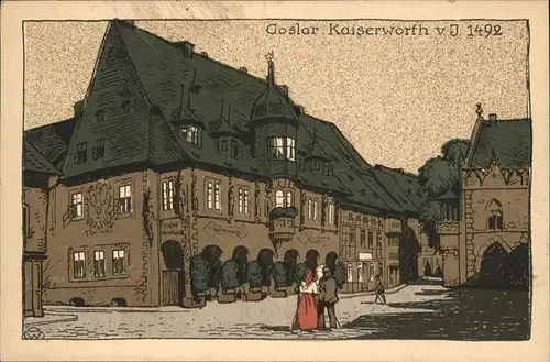 Goslar Kaiserworth 1492 Kuenstlerkarte Steindruck Kat. Goslar