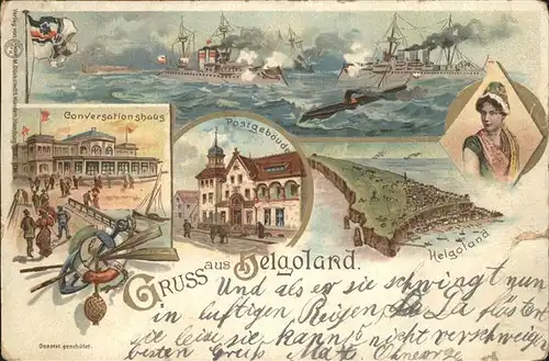 Helgoland Praegedruck Post Conversationsgebaeude Schiffe / Helgoland /Pinneberg LKR