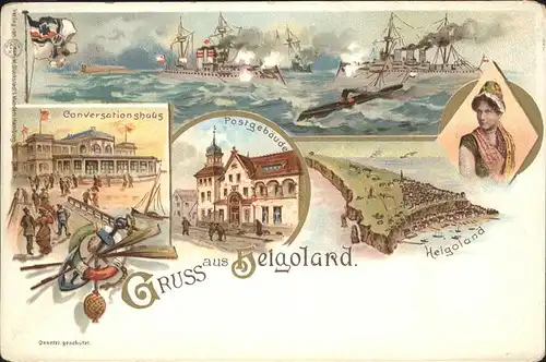 Helgoland Post Conversationsgebaeude Schiffe / Helgoland /Pinneberg LKR