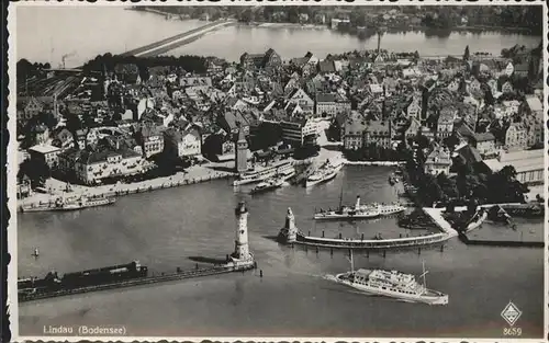 Lindau Bodensee Fliegeraufnahme Schiff  Kat. Lindau (Bodensee)