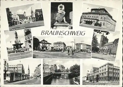 Braunschweig Stadttheater Bank Dom Heinrichsbrunnen  Friedrich Wilhelm Platz Kat. Braunschweig